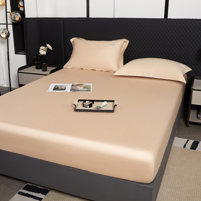 91家纺网 家纺一手货源 找家纺 凯森家纺 高端新疆100支长绒棉床单单件纯棉全棉单双人贡缎加厚被单三件套简约纯色床单床笠 床笠-圣殿驼