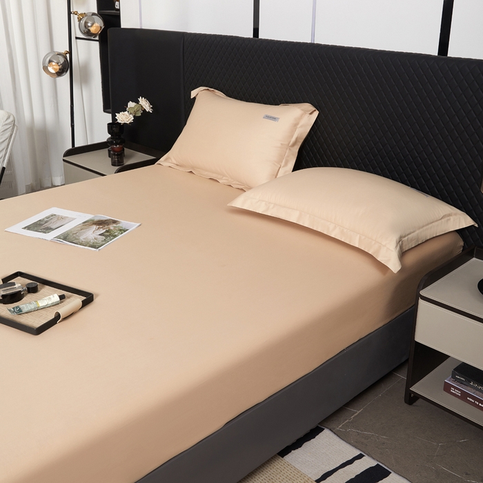 91家纺网 家纺一手货源 找家纺 凯森家纺 高端新疆100支长绒棉床单单件纯棉全棉单双人贡缎加厚被单三件套简约纯色床单床笠 床笠-圣殿驼