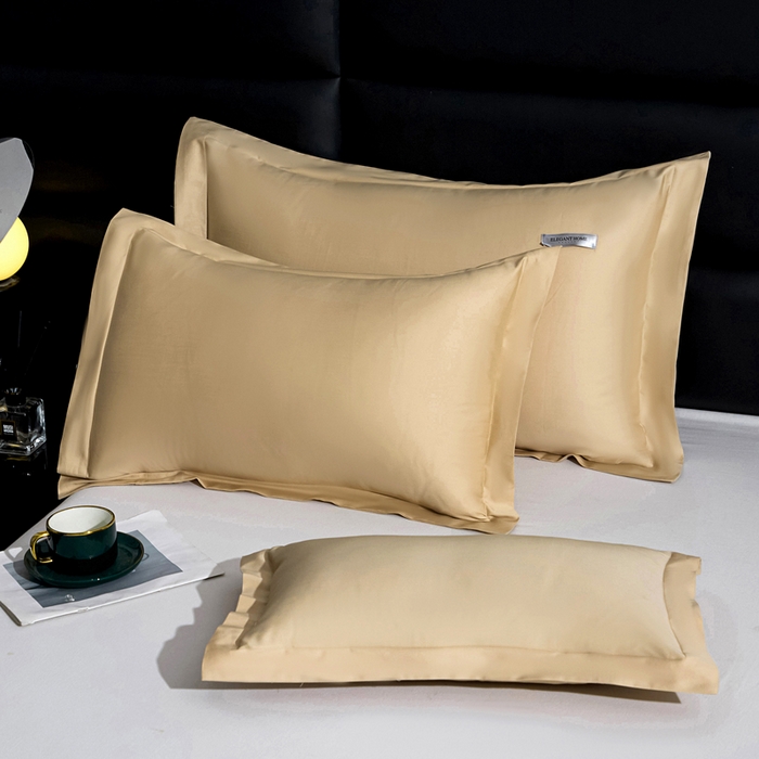 91家纺网 家纺一手货源 找家纺 凯森家纺 100支长绒棉枕套一对装家用纯色枕头套全棉纯棉高级感贡缎枕芯套30x5040X60cm48x74单人 圣殿驼