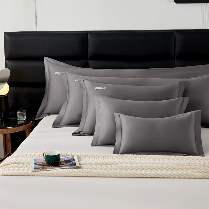 91家纺网 家纺一手货源 找家纺 凯森家纺 100支长绒棉枕套一对装家用纯色枕头套全棉纯棉高级感贡缎枕芯套30x5040X60cm48x74单人 商务灰