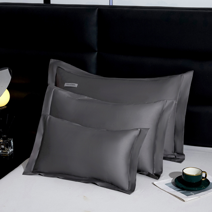 91家纺网 家纺一手货源 找家纺 凯森家纺 100支长绒棉枕套一对装家用纯色枕头套全棉纯棉高级感贡缎枕芯套30x5040X60cm48x74单人 商务灰