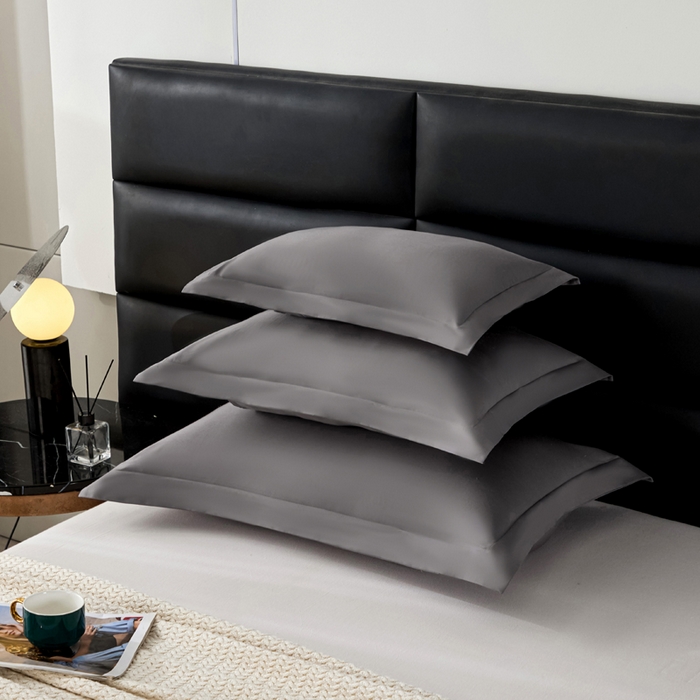 91家纺网 家纺一手货源 找家纺 凯森家纺 100支长绒棉枕套一对装家用纯色枕头套全棉纯棉高级感贡缎枕芯套30x5040X60cm48x74单人 商务灰