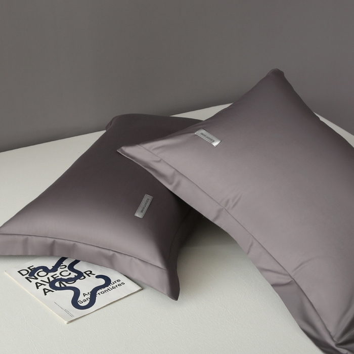 91家纺网 家纺一手货源 找家纺 凯森家纺 100支长绒棉枕套一对装家用纯色枕头套全棉纯棉高级感贡缎枕芯套30x5040X60cm48x74单人 商务灰