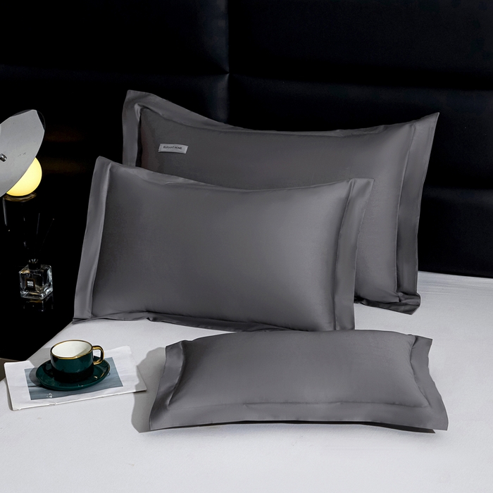 91家纺网 家纺一手货源 找家纺 凯森家纺 100支长绒棉枕套一对装家用纯色枕头套全棉纯棉高级感贡缎枕芯套30x5040X60cm48x74单人 商务灰