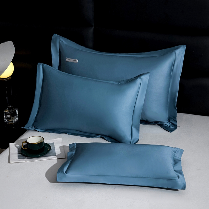 91家纺网 家纺一手货源 找家纺 凯森家纺 100支长绒棉枕套一对装家用纯色枕头套全棉纯棉高级感贡缎枕芯套30x5040X60cm48x74单人 群青蓝