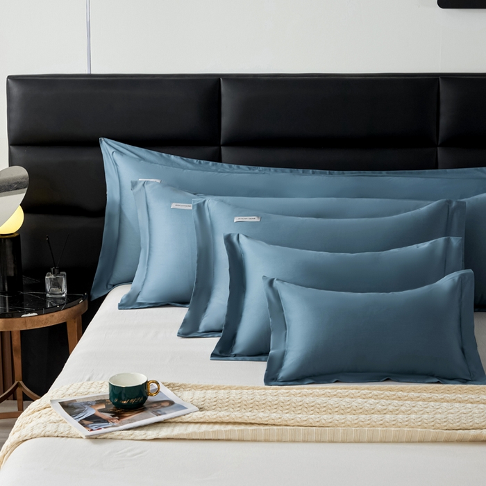 91家纺网 家纺一手货源 找家纺 凯森家纺 100支长绒棉枕套一对装家用纯色枕头套全棉纯棉高级感贡缎枕芯套30x5040X60cm48x74单人 群青蓝