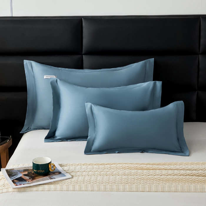 91家纺网 家纺一手货源 找家纺 凯森家纺 100支长绒棉枕套一对装家用纯色枕头套全棉纯棉高级感贡缎枕芯套30x5040X60cm48x74单人 群青蓝