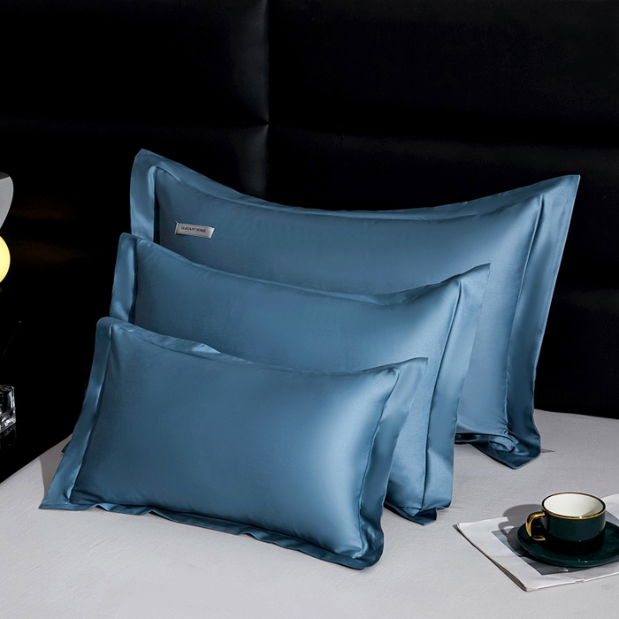 91家纺网 家纺一手货源 找家纺 凯森家纺 100支长绒棉枕套一对装家用纯色枕头套全棉纯棉高级感贡缎枕芯套30x5040X60cm48x74单人 群青蓝