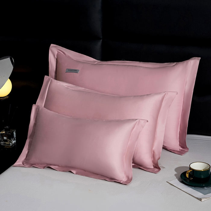 91家纺网 家纺一手货源 找家纺 凯森家纺 100支长绒棉枕套一对装家用纯色枕头套全棉纯棉高级感贡缎枕芯套30x5040X60cm48x74单人 梦幻粉