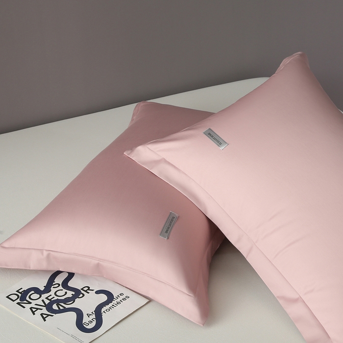 91家纺网 家纺一手货源 找家纺 凯森家纺 100支长绒棉枕套一对装家用纯色枕头套全棉纯棉高级感贡缎枕芯套30x5040X60cm48x74单人 梦幻粉