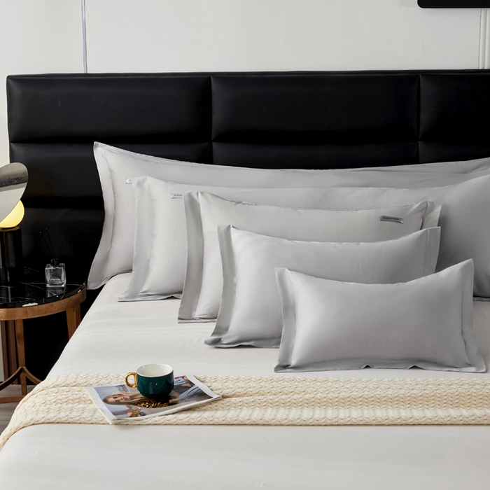 91家纺网 家纺一手货源 找家纺 凯森家纺 100支长绒棉枕套一对装家用纯色枕头套全棉纯棉高级感贡缎枕芯套30x5040X60cm48x74单人 都市灰