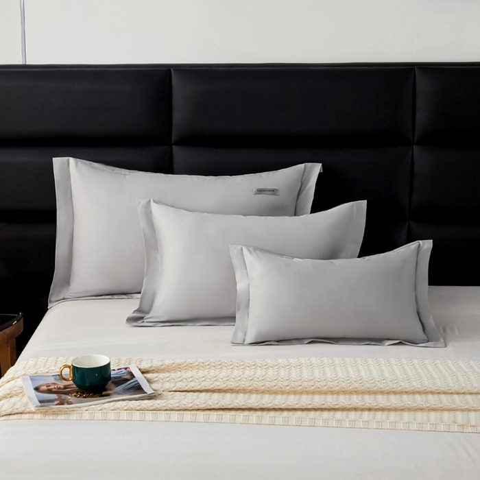 91家纺网 家纺一手货源 找家纺 凯森家纺 100支长绒棉枕套一对装家用纯色枕头套全棉纯棉高级感贡缎枕芯套30x5040X60cm48x74单人 都市灰