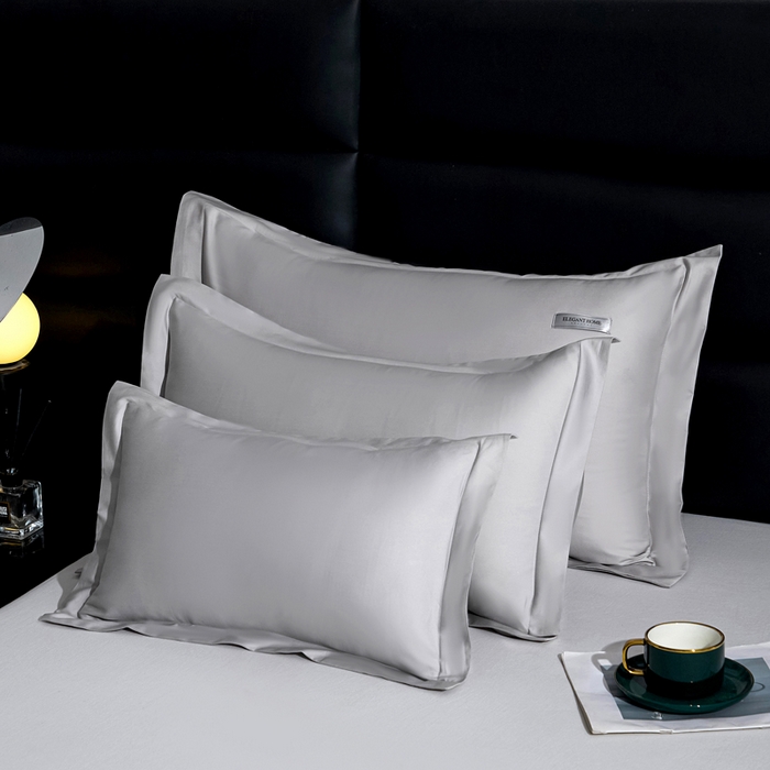 91家纺网 家纺一手货源 找家纺 凯森家纺 100支长绒棉枕套一对装家用纯色枕头套全棉纯棉高级感贡缎枕芯套30x5040X60cm48x74单人 都市灰