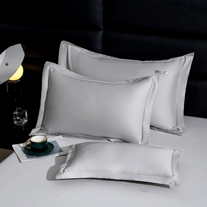 91家纺网 家纺一手货源 找家纺 凯森家纺 100支长绒棉枕套一对装家用纯色枕头套全棉纯棉高级感贡缎枕芯套30x5040X60cm48x74单人 都市灰