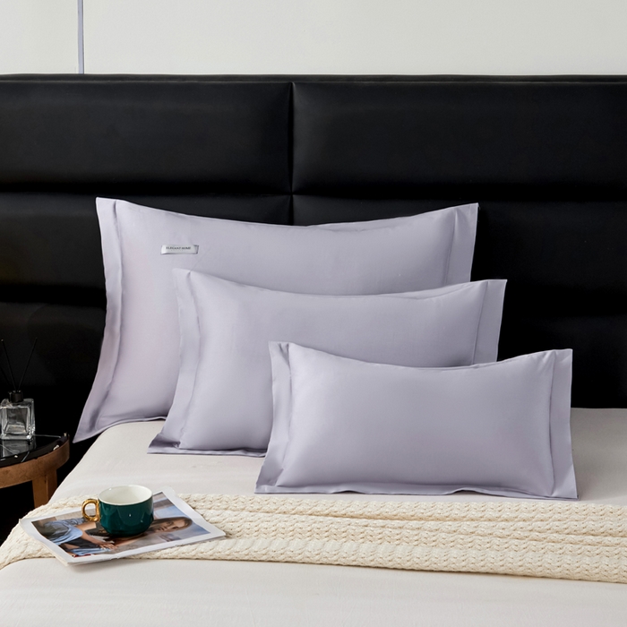 91家纺网 家纺一手货源 找家纺 凯森家纺 100支长绒棉枕套一对装家用纯色枕头套全棉纯棉高级感贡缎枕芯套30x5040X60cm48x74单人 烟灰紫