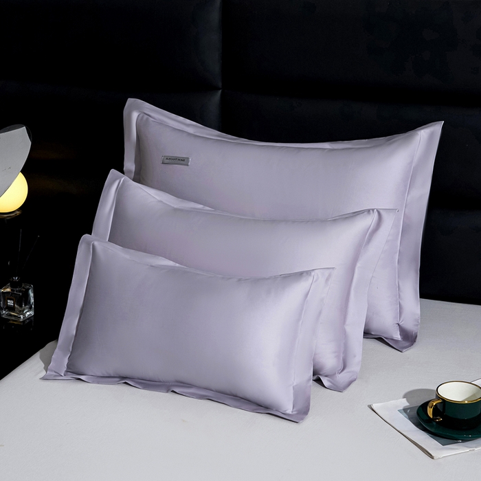 91家纺网 家纺一手货源 找家纺 凯森家纺 100支长绒棉枕套一对装家用纯色枕头套全棉纯棉高级感贡缎枕芯套30x5040X60cm48x74单人 烟灰紫
