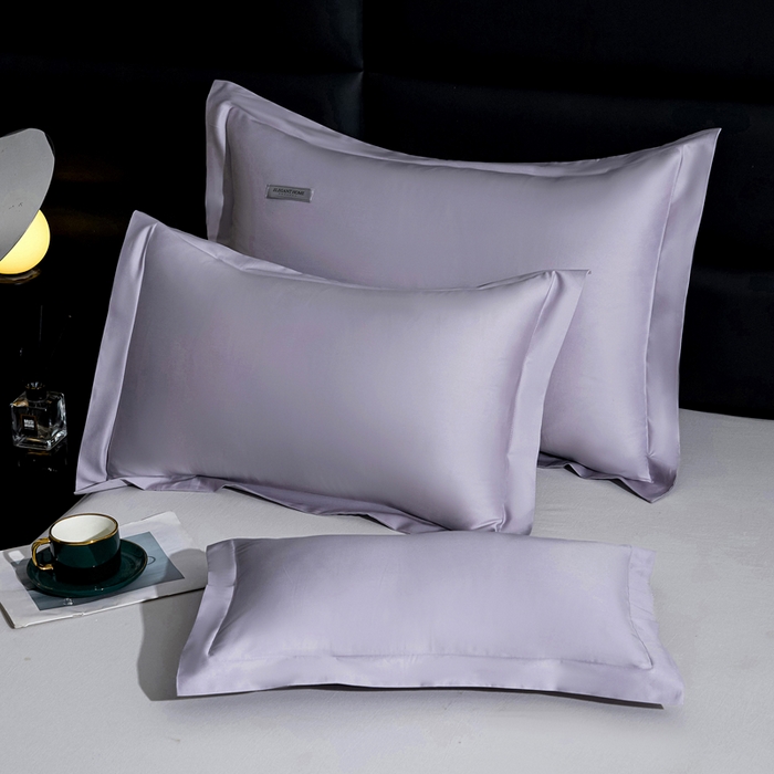 91家纺网 家纺一手货源 找家纺 凯森家纺 100支长绒棉枕套一对装家用纯色枕头套全棉纯棉高级感贡缎枕芯套30x5040X60cm48x74单人 烟灰紫