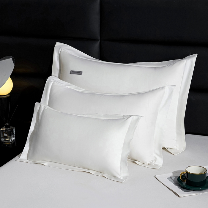 91家纺网 家纺一手货源 找家纺 凯森家纺 100支长绒棉枕套一对装家用纯色枕头套全棉纯棉高级感贡缎枕芯套30x5040X60cm48x74单人 月光白