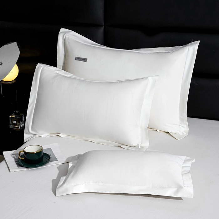 91家纺网 家纺一手货源 找家纺 凯森家纺 100支长绒棉枕套一对装家用纯色枕头套全棉纯棉高级感贡缎枕芯套30x5040X60cm48x74单人 月光白