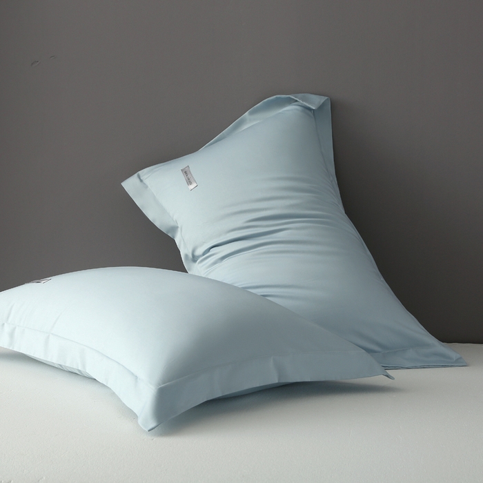 91家纺网 家纺一手货源 找家纺 凯森家纺 100支长绒棉枕套一对装家用纯色枕头套全棉纯棉高级感贡缎枕芯套30x5040X60cm48x74单人 月光蓝