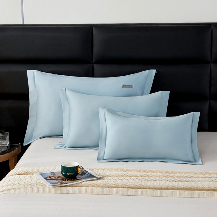 91家纺网 家纺一手货源 找家纺 凯森家纺 100支长绒棉枕套一对装家用纯色枕头套全棉纯棉高级感贡缎枕芯套30x5040X60cm48x74单人 月光蓝