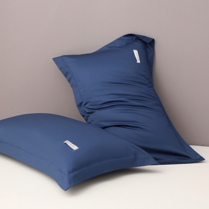 91家纺网 家纺一手货源 找家纺 凯森家纺 100支长绒棉枕套一对装家用纯色枕头套全棉纯棉高级感贡缎枕芯套30x5040X60cm48x74单人 尼罗蓝