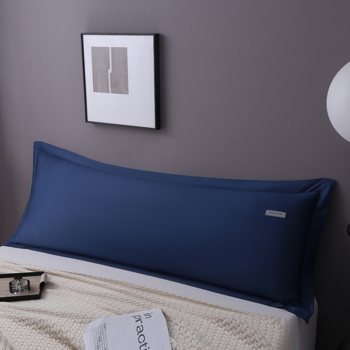 91家纺网 家纺一手货源 找家纺 凯森家纺 新疆100支长绒棉双人情侣枕套全棉贡缎长枕套1.2米1.5米枕芯套加长1米8枕头套纯色枕皮 尼罗蓝