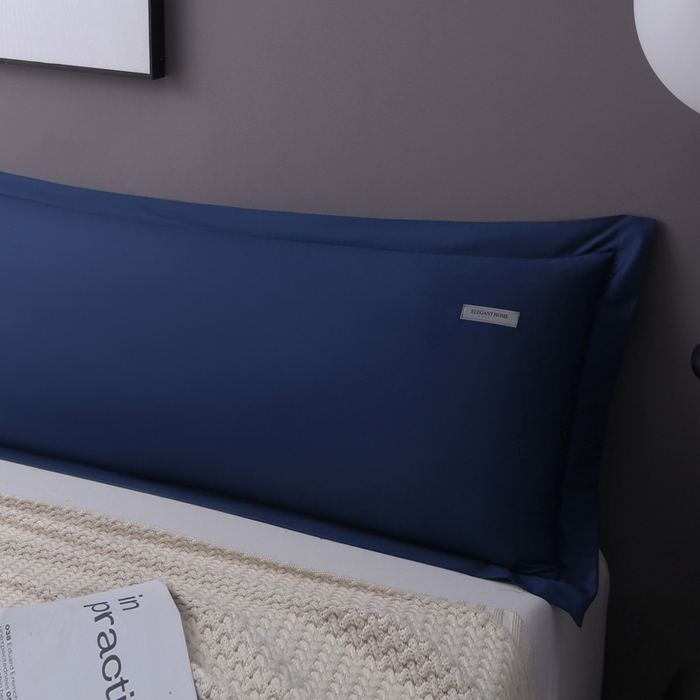 91家纺网 家纺一手货源 找家纺 凯森家纺 新疆100支长绒棉双人情侣枕套全棉贡缎长枕套1.2米1.5米枕芯套加长1米8枕头套纯色枕皮 尼罗蓝