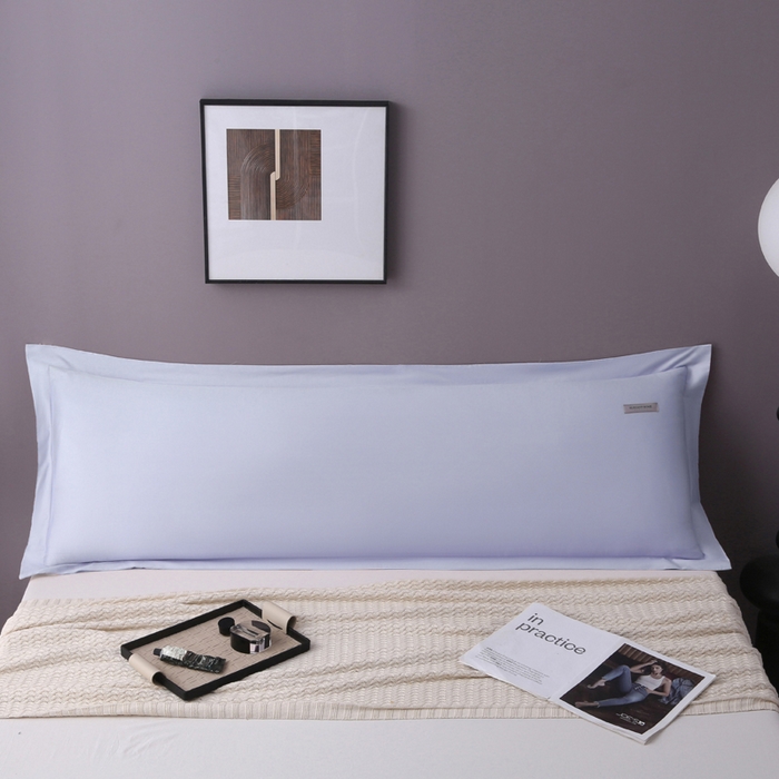 91家纺网 家纺一手货源 找家纺 凯森家纺 新疆100支长绒棉双人情侣枕套全棉贡缎长枕套1.2米1.5米枕芯套加长1米8枕头套纯色枕皮 月光蓝