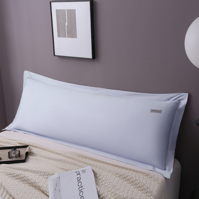 91家纺网 家纺一手货源 找家纺 凯森家纺 新疆100支长绒棉双人情侣枕套全棉贡缎长枕套1.2米1.5米枕芯套加长1米8枕头套纯色枕皮 月光蓝