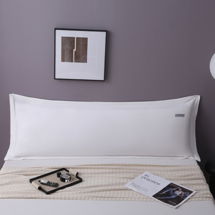 91家纺网 家纺一手货源 找家纺 凯森家纺 新疆100支长绒棉双人情侣枕套全棉贡缎长枕套1.2米1.5米枕芯套加长1米8枕头套纯色枕皮 月光白