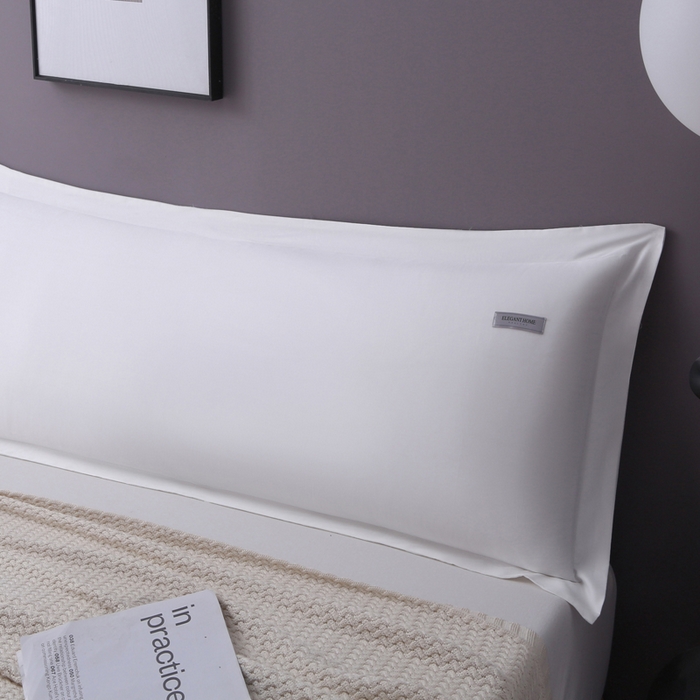 91家纺网 家纺一手货源 找家纺 凯森家纺 新疆100支长绒棉双人情侣枕套全棉贡缎长枕套1.2米1.5米枕芯套加长1米8枕头套纯色枕皮 月光白