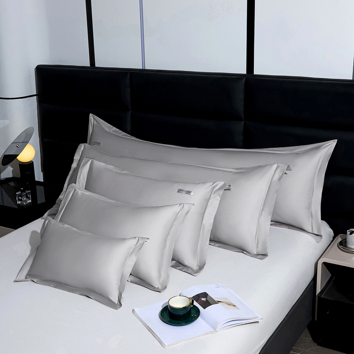 91家纺网 家纺一手货源 找家纺 凯森家纺 新疆100支长绒棉双人情侣枕套全棉贡缎长枕套1.2米1.5米枕芯套加长1米8枕头套纯色枕皮 都市灰