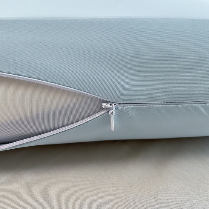 91家纺网 家纺一手货源 找家纺 凯森家纺 亚朵星球同款自然凉感枕套枕头套母婴级新款记忆枕芯成人通用单只装纯色全棉枕头套100%纯棉枕皮整头套子 自然凉感-冰雾蓝-单枕套