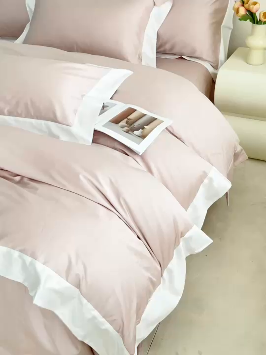 91家纺网 家纺一手货源 找家纺 （总）贝兰仙奴2025新款50双股长绒棉拼边四件套