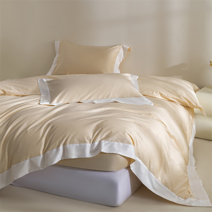 91家纺网 家纺一手货源 找家纺 贝兰仙奴2025新款50双股长绒棉拼边四件套 缃月