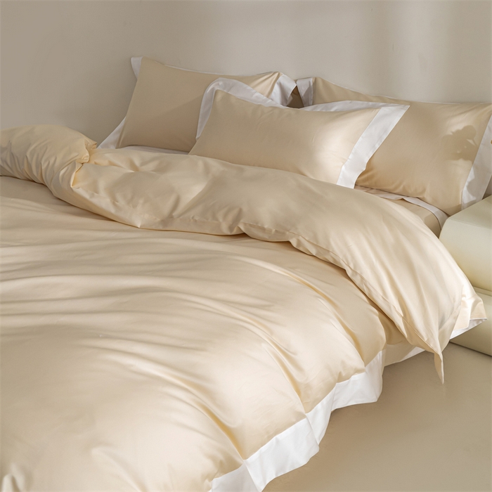 91家纺网 家纺一手货源 找家纺 贝兰仙奴2025新款50双股长绒棉拼边四件套 缃月