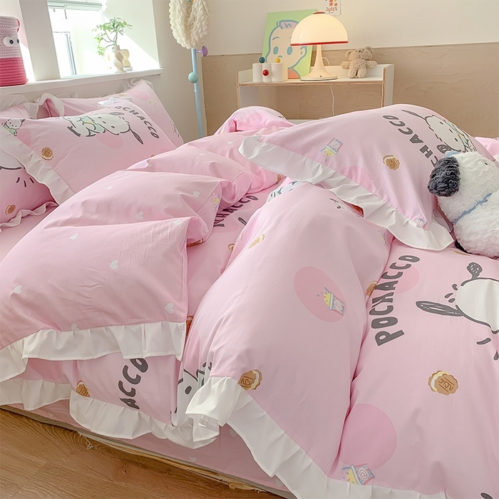 （总）玉元坊 2025年5月新品 三丽鸥花边被套全棉床单纯棉床裙床笠三四件套-帕恰狗系列