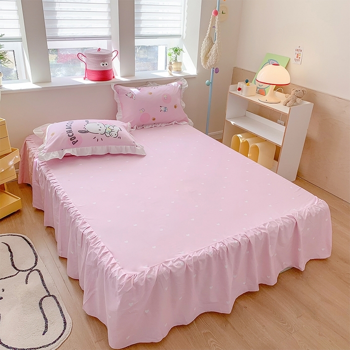 91家纺网 家纺一手货源 找家纺 （总）玉元坊 2025年5月新品 三丽鸥花边被套全棉床单纯棉床裙床笠三四件套-帕恰狗系列