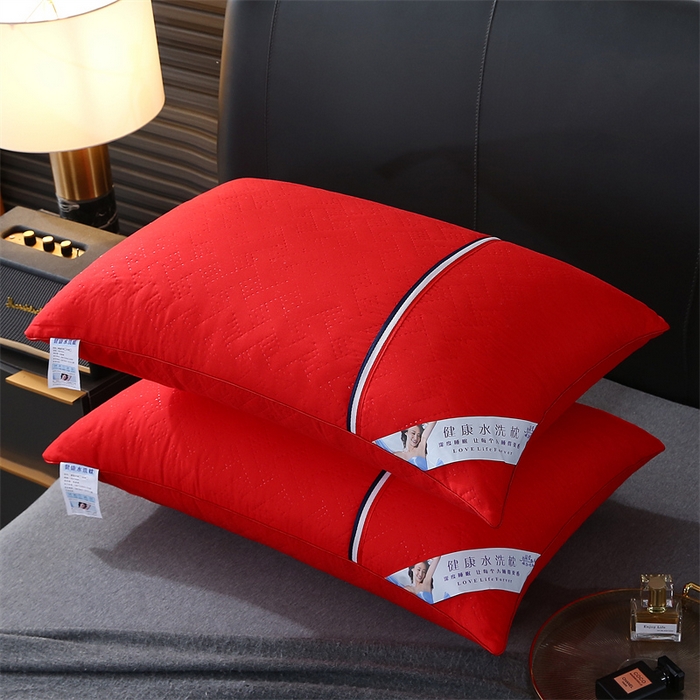 91家纺网 家纺一手货源 找家纺 佳尚枕芯 2025新款水洗枕芯家用枕头酒店宾馆枕头芯学生羽丝绒枕头枕芯 压花吊带大红700克 