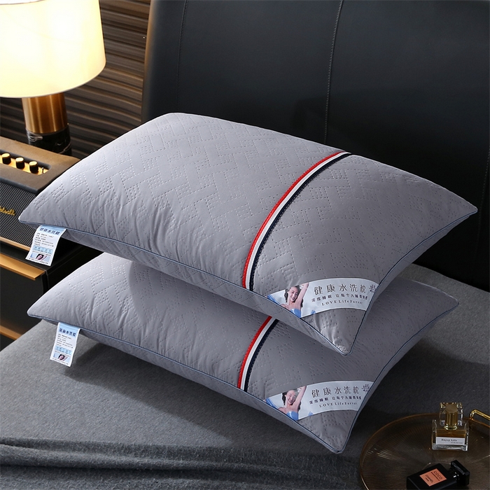 91家纺网 家纺一手货源 找家纺 佳尚枕芯 2025新款水洗枕芯家用枕头酒店宾馆枕头芯学生羽丝绒枕头枕芯 压花吊带灰色700克 