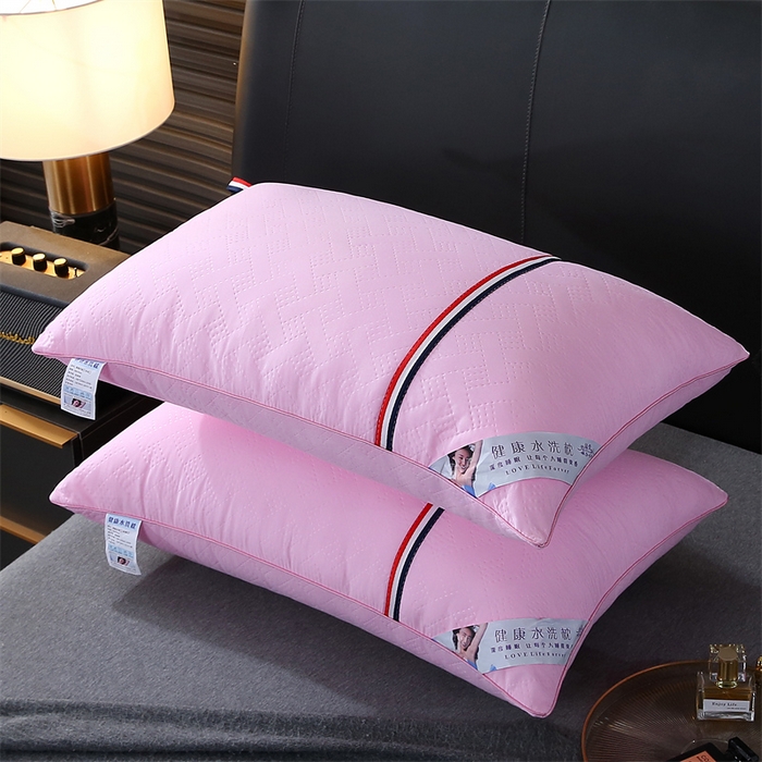 佳尚枕芯 2025新款水洗枕芯家用枕头酒店宾馆枕头芯学生羽丝绒枕头枕芯 压花吊带粉红 700克 