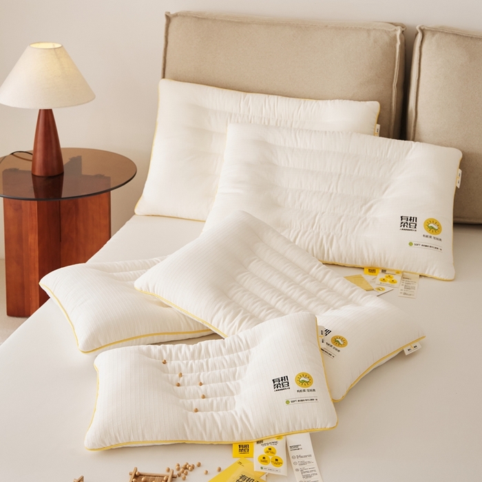 91家纺网 家纺一手货源 找家纺 境月枕芯坊 2025新款有机柔豆护颈枕 有机柔豆护颈枕-学生款40*60cm