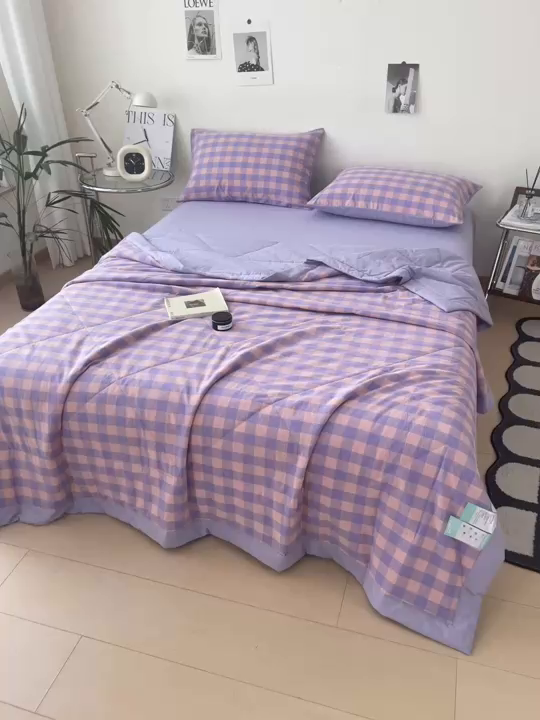 91家纺网 家纺一手货源 找家纺 宝士康家纺 2025新款10A抗菌无印风夏被四件套