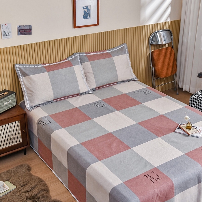 91家纺网 家纺一手货源 找家纺 慕绸家纺（原萌宝老粗布厂家） 2025新款老粗布老帆布空调软凉席原棉粗纱系列床单三件套 LOVE