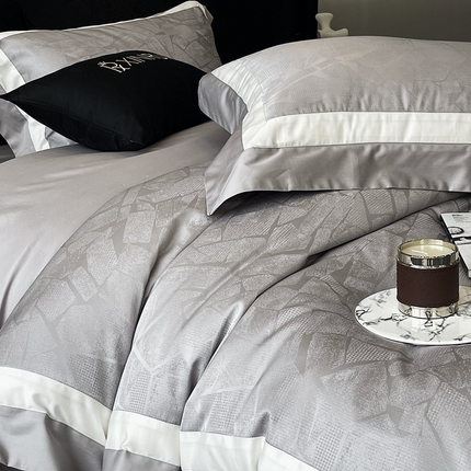 馨蕊家居 2025新款高精密天丝棉提花流金岁月系列四件套 天丝棉流金岁月-高级灰