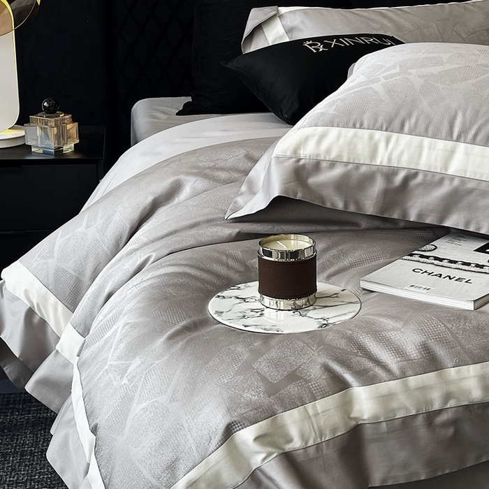 91家纺网 家纺一手货源 找家纺 馨蕊家居 2025新款高精密天丝棉提花流金岁月系列四件套 天丝棉流金岁月-高级灰