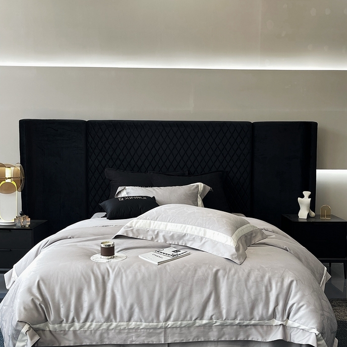 91家纺网 家纺一手货源 找家纺 馨蕊家居 2025新款高精密天丝棉提花流金岁月系列四件套 天丝棉流金岁月-高级灰