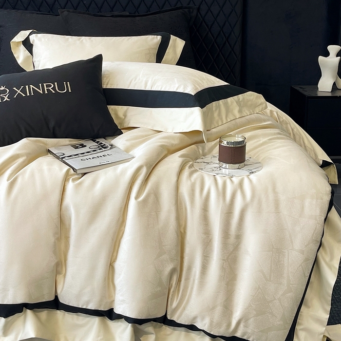 91家纺网 家纺一手货源 找家纺 馨蕊家居 2025新款高精密天丝棉提花流金岁月系列四件套 天丝棉流金岁月-香槟