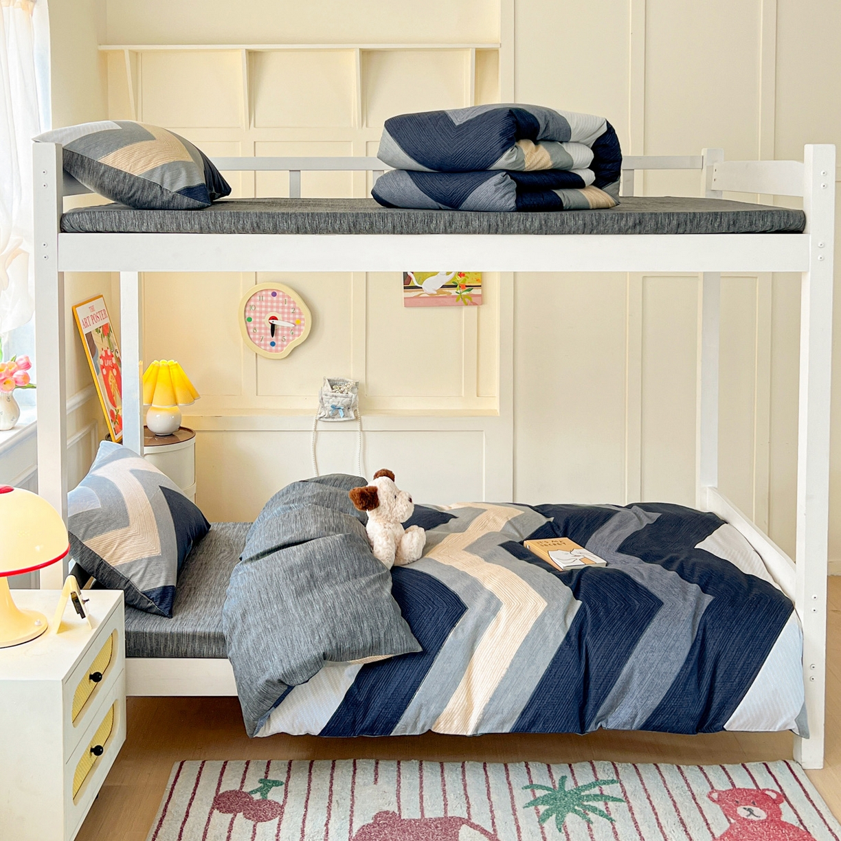 91家纺网 家纺一手货源 找家纺 西引力 2025新款全棉印花学生宿舍三件套四件套 文森特